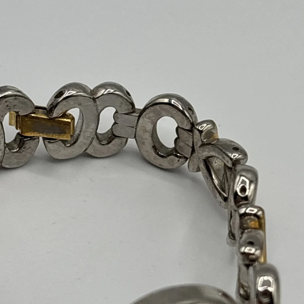 Fossil‎ DC-9696 Quartz Watch Bracelet  Roman Numerals Rare Two Tone *UNTESTED*